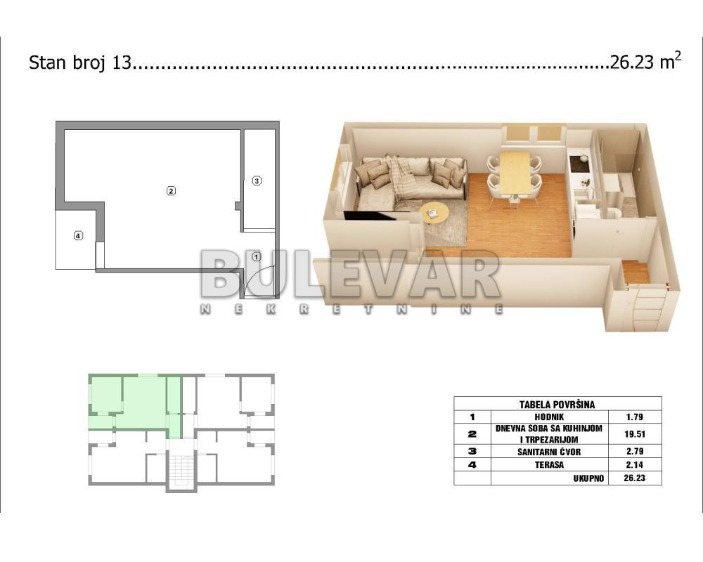 Glavna slika -Pribojska,  Stan na prodaju, 26m2, 47.500€