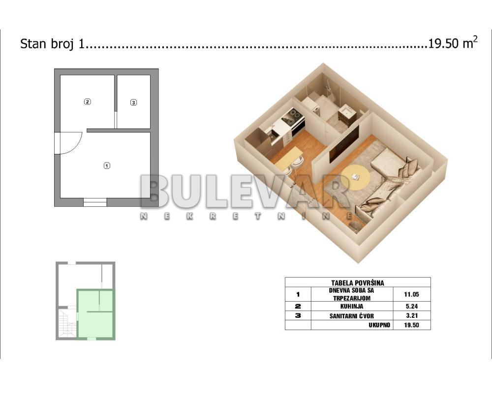 Glavna slika -Pribojska,  Stan na prodaju, 20m2, 25.000€