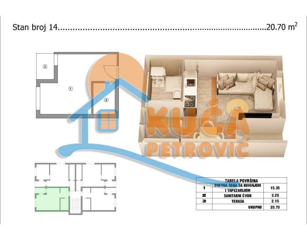 Glavna slika -Pribojska,  Stan na prodaju, 21m2, 36.100€