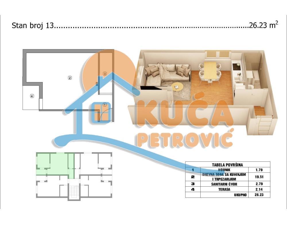 Glavna slika -Pribojska,  Stan na prodaju, 26m2, 47.500€