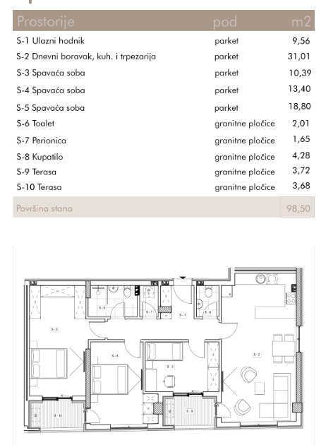 Slika 1 - Strogi centar, Marger, Četvorosoban stan na prodaju, 98.50m2, 231.475€