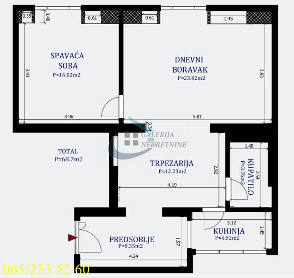 Slika 5 - Makedonska, Dvoiposoban stan za izdavanje, 68m2, 900€