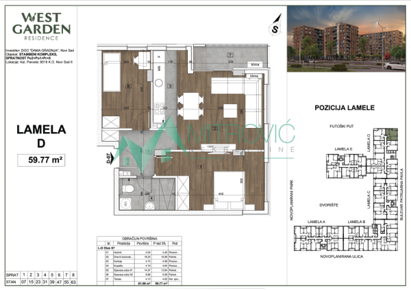 Slika 1 - Trosoban stan na prodaju, 60m2, 176.000€
