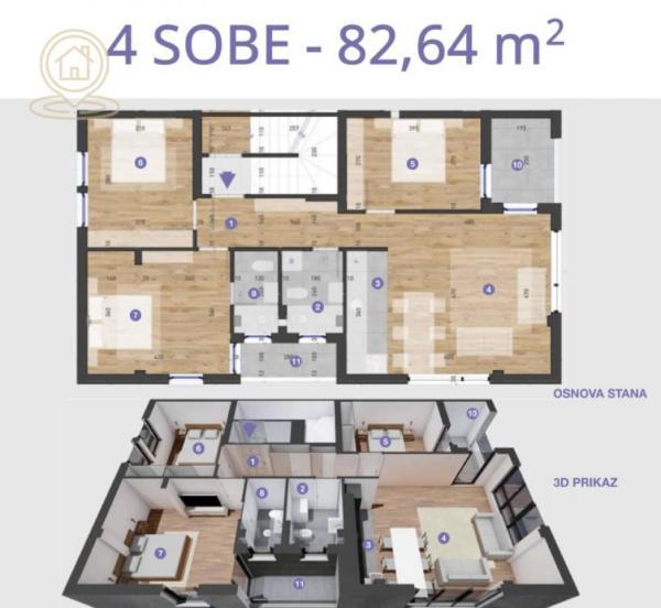 Glavna slika -Četvorosoban stan na prodaju, 82m2, 185.940€