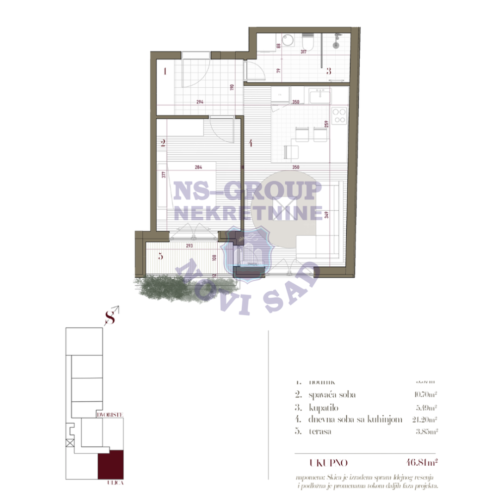 Glavna slika -Dvosoban stan na prodaju, 47m2, 127.290€