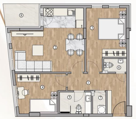 Slika 3 - Dvoiposoban stan na prodaju, 63m2, 128.000€