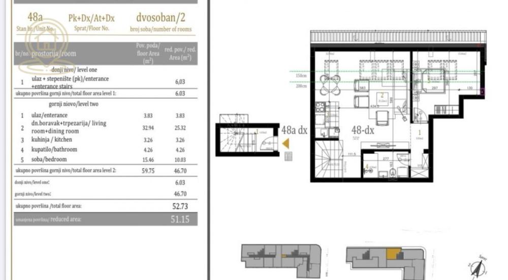 Slika 2 - Dvosoban stan na prodaju, 51m2, 99.895€