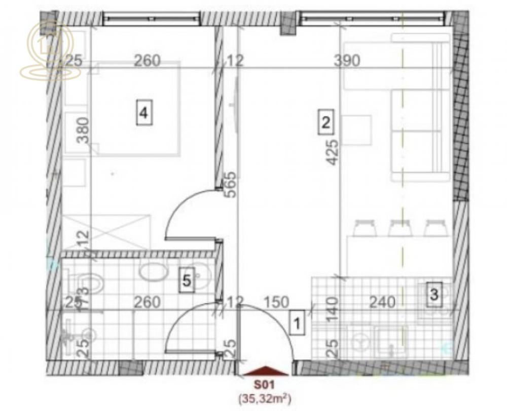 Slika 1 - Dvosoban stan na prodaju, 34m2, 73.581€