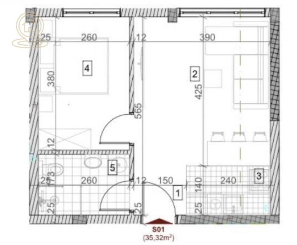 Slika 2 - Dvosoban stan na prodaju, 44m2, 94.714€