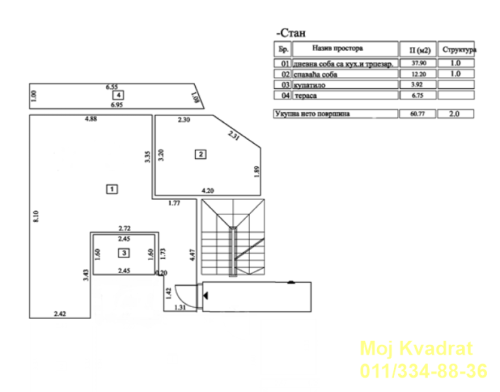 Glavna slika -Dvosoban stan na prodaju, 61m2, 213.500€