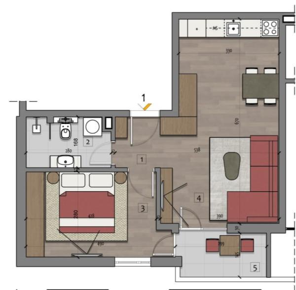 Glavna slika -Kod Pantelejske pijace, Jednoiposoban stan na prodaju, 47m2, 98.700€