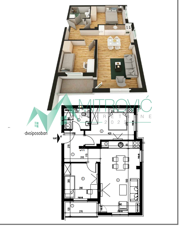 Glavna slika -Dvoiposoban stan na prodaju, 53m2, 125.900€