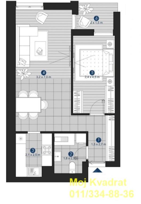 Slika 4 - Dvosoban stan na prodaju, 53m2, 201.400€