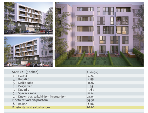 Slika 2 - Filipa Višnjića, Trosoban stan na prodaju, 68m2, 224.400€