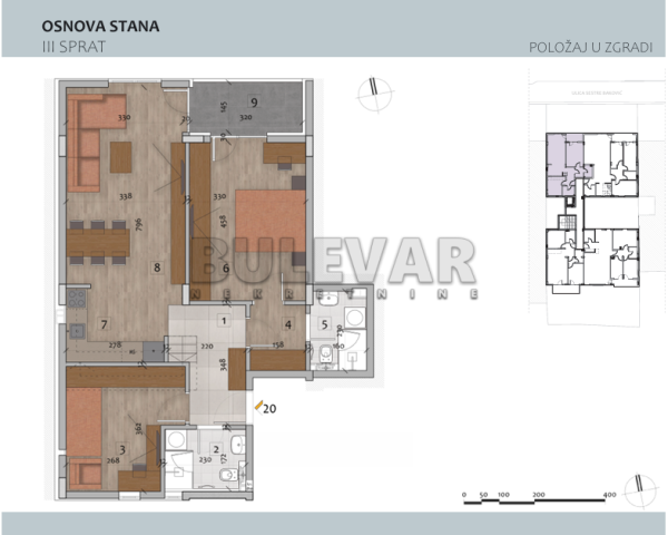 Slika 1 - Filipa Višnjića, Trosoban stan na prodaju, 72m2, 243.200€