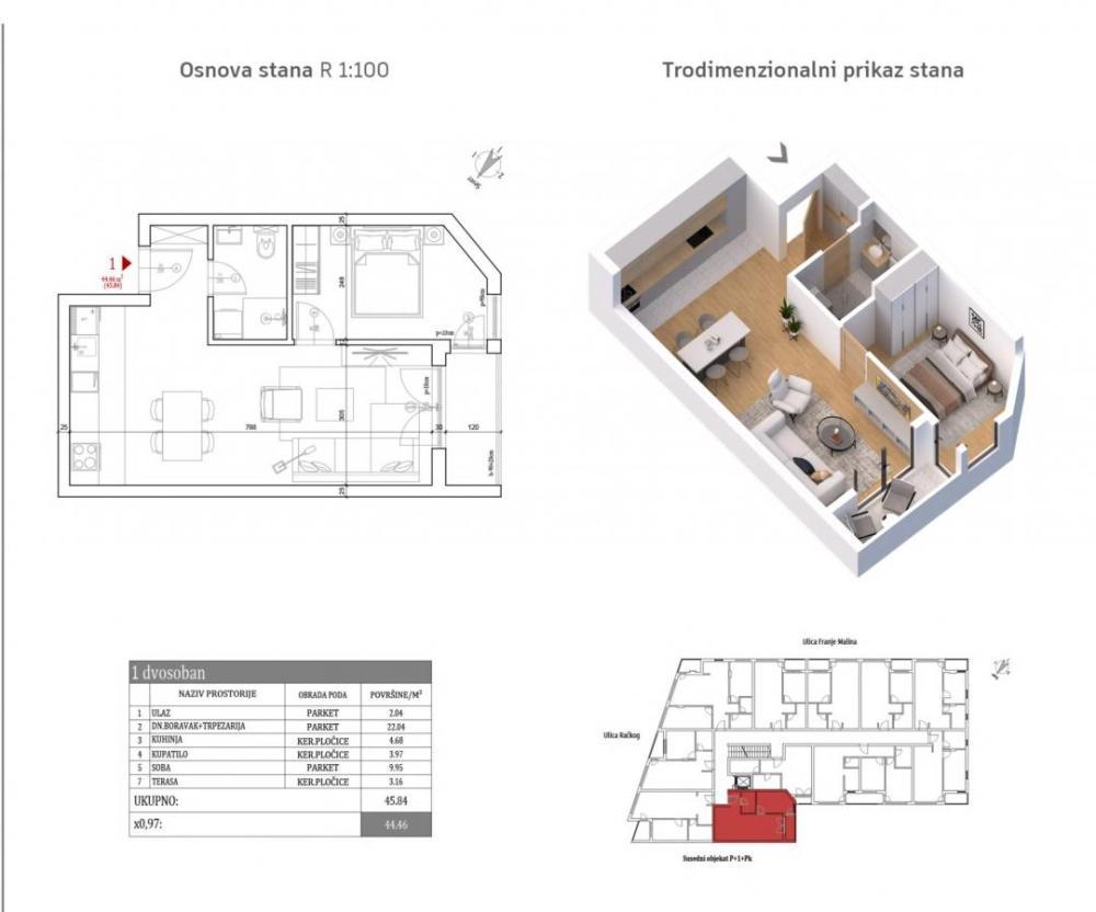 Glavna slika -Račkog, Dvosoban stan na prodaju, 44m2, 112.195€