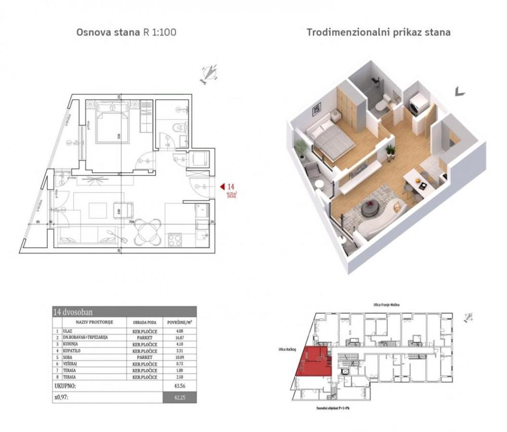 Slika 1 - Račkog, Dvosoban stan na prodaju, 42m2, 106.620€