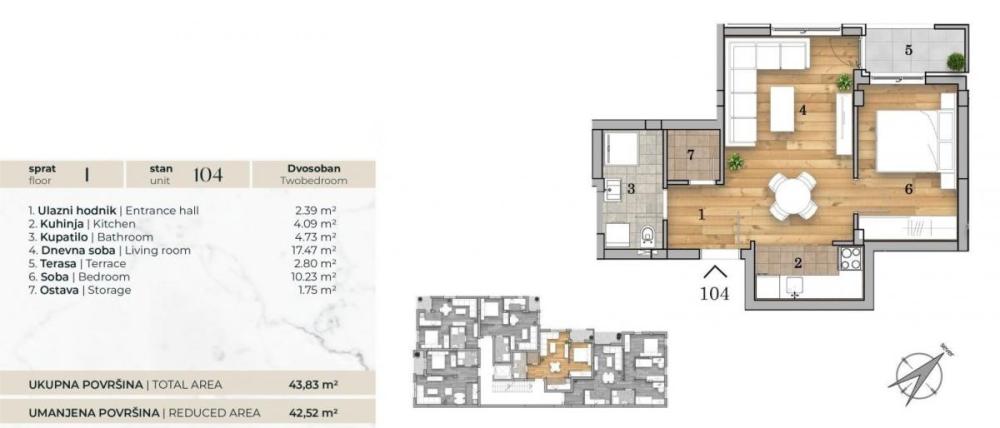 Slika 7 - Dvosoban stan na prodaju, 44m2, 120.120€