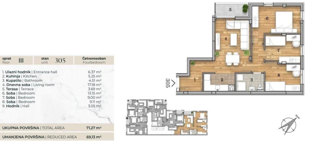 Slika 10 - Četvorosoban stan na prodaju, 69m2, 185.268€