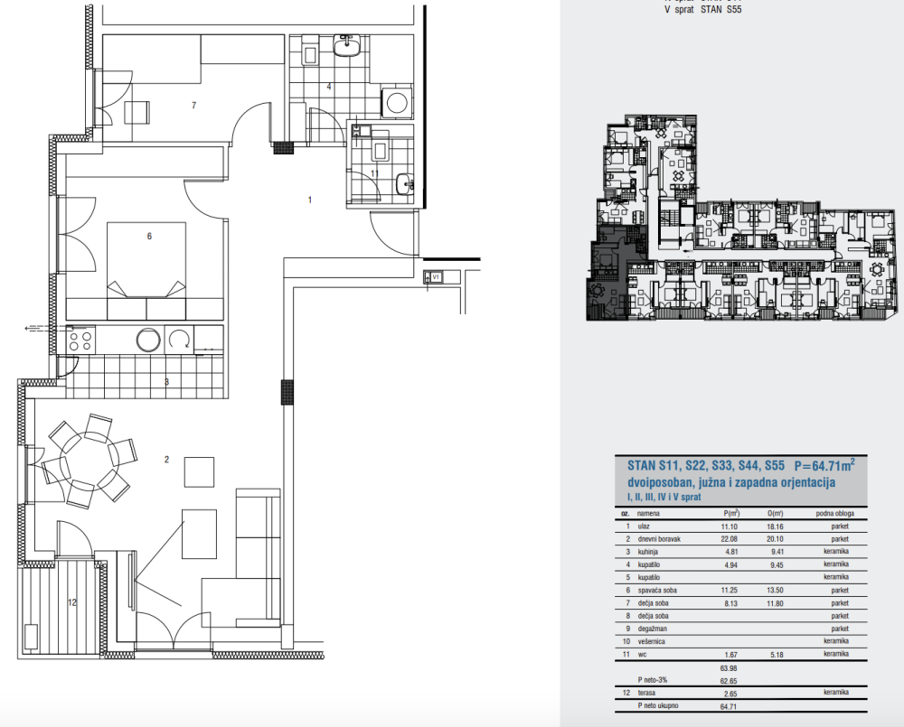 Glavna slika -Dvoiposoban stan na prodaju, 64.42m2, 151.387€