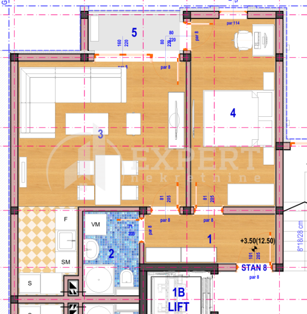 Slika 3 - Crnogorska, Jednoiposoban stan na prodaju, 46m2, 81.358€