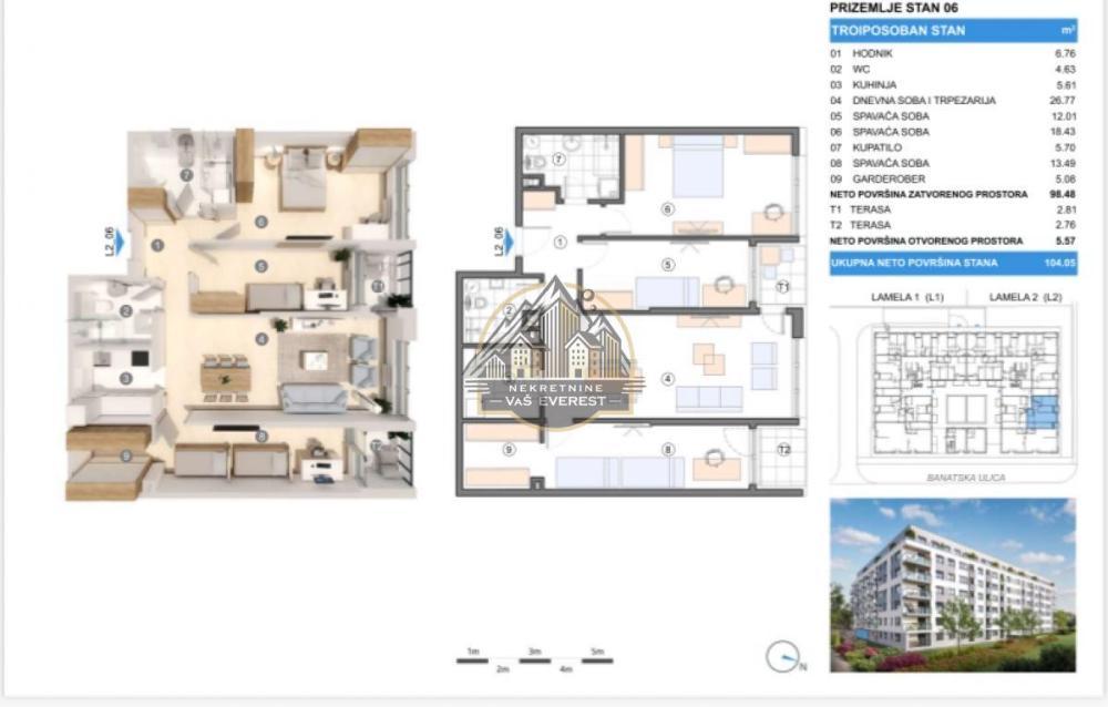 Glavna slika -Troiposoban stan na prodaju, 104m2, 275.733€