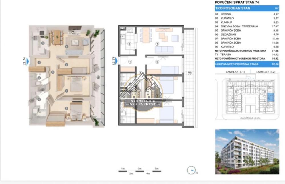 Glavna slika -Troiposoban stan na prodaju, 92m2, 280.600€