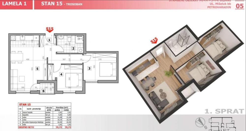 Slika 5 - Dvoiposoban stan na prodaju, 60m2, 144.000€