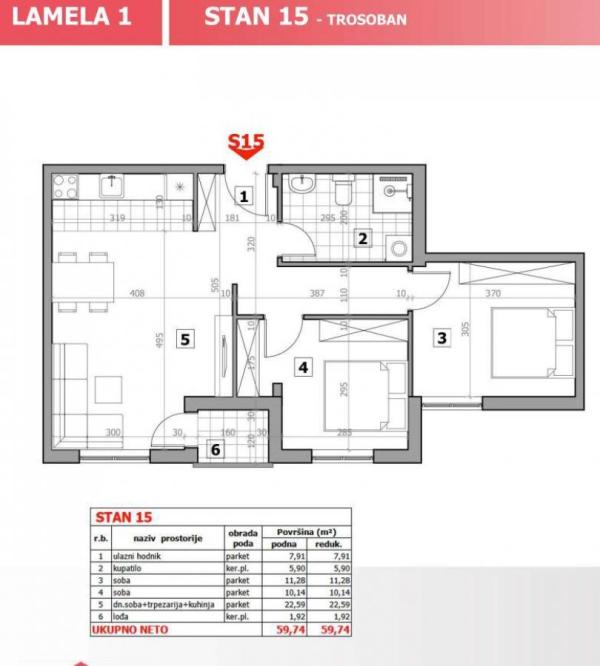 Slika 7 - Dvoiposoban stan na prodaju, 60m2, 144.000€