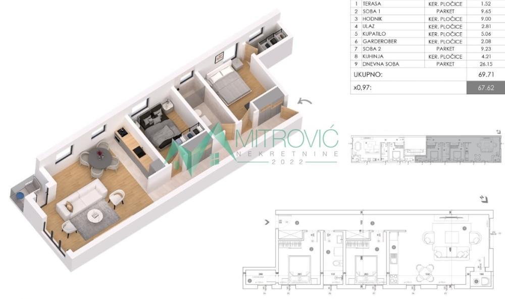 Glavna slika -Dvoiposoban stan na prodaju, 68m2, 191.530€