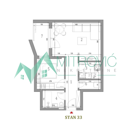 Glavna slika -Dvosoban stan na prodaju, 45m2, 101.065€