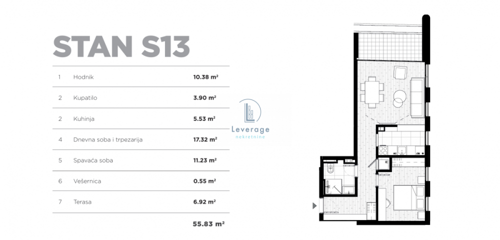 Slika 3 - Dvosoban stan na prodaju, 55m2, 178.656€