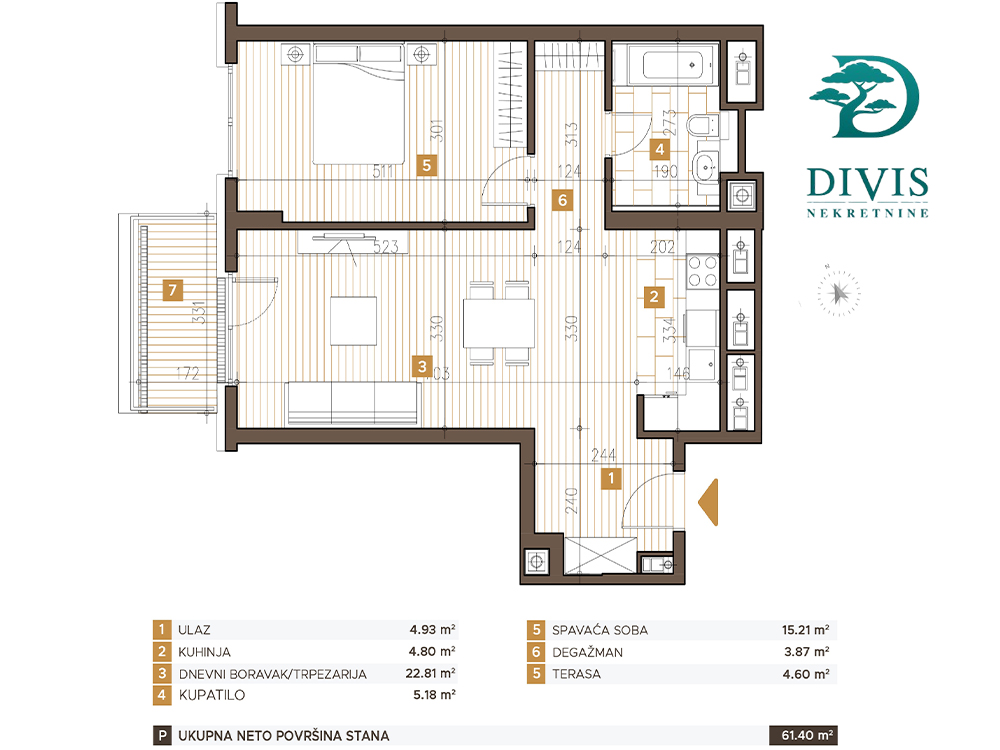 Slika 0 - Partizanske avijacije, Dvosoban stan na prodaju, 59m2, 250.000€