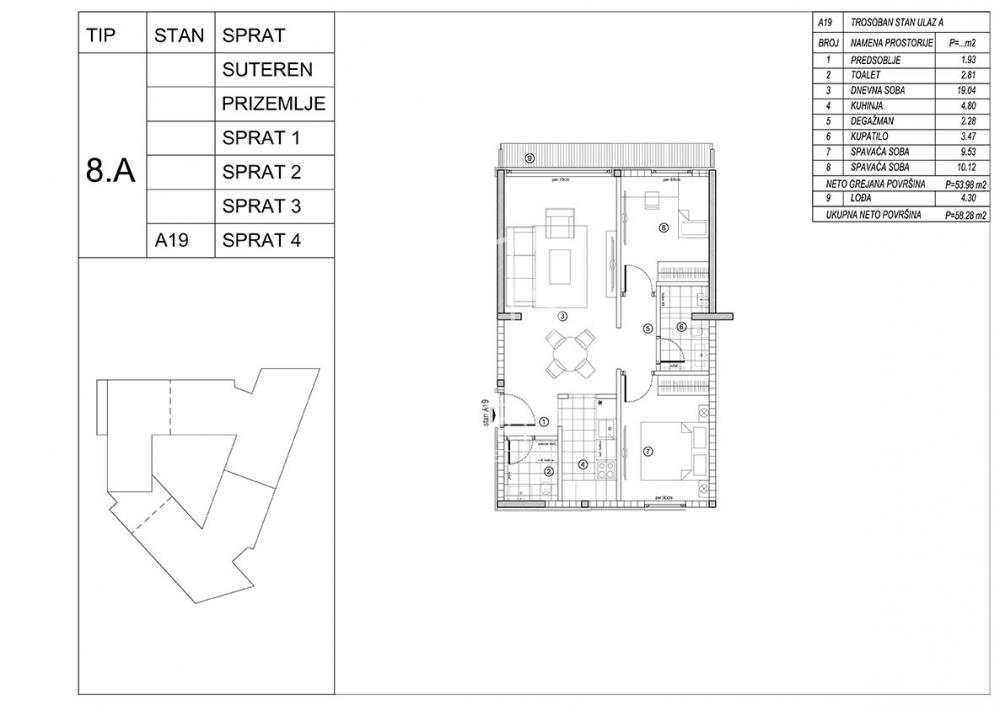 Slika 5 - Generala Đoke Popovića, Trosoban stan na prodaju, 58m2, 150.945€