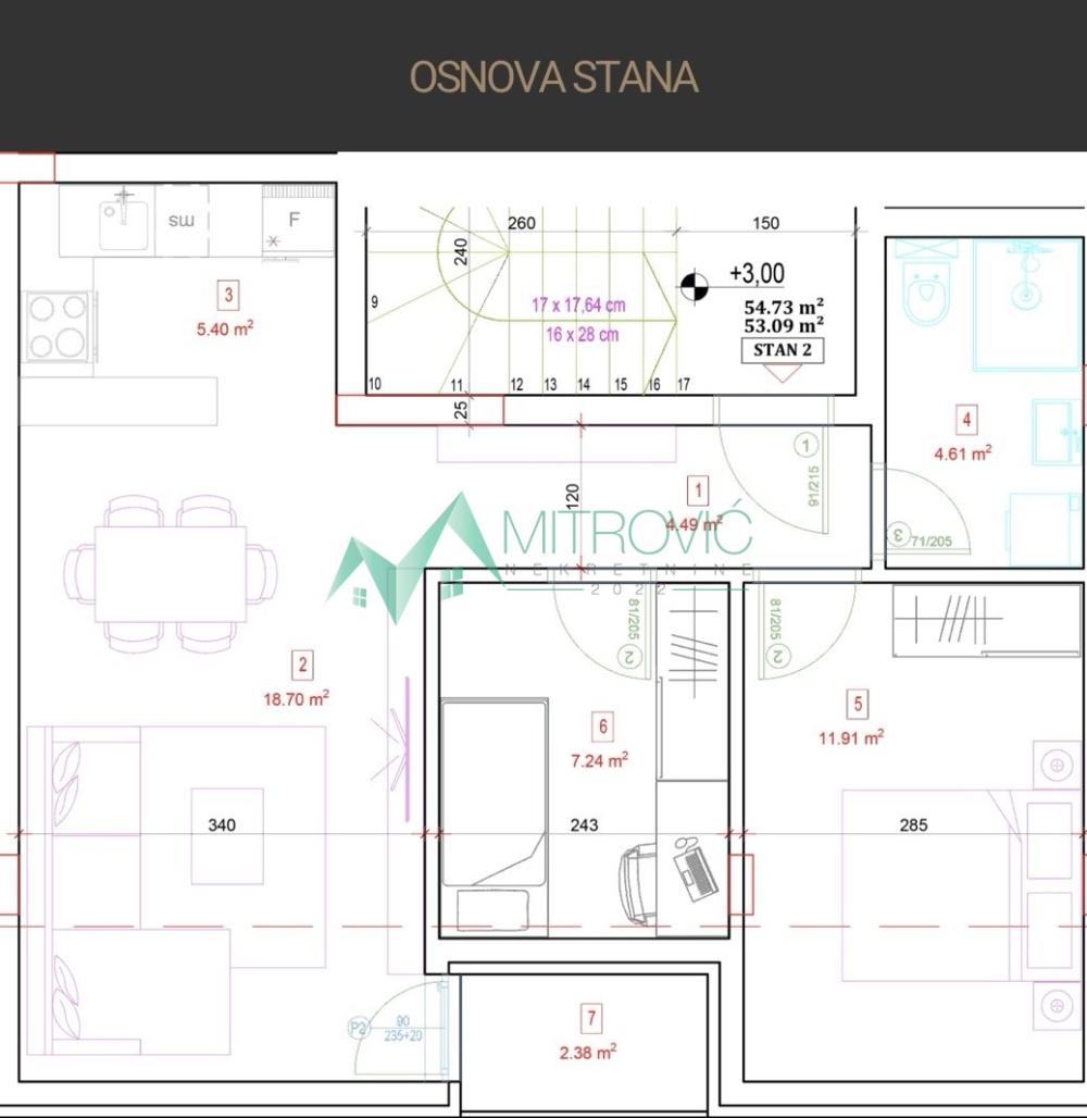 Slika 1 - Trosoban stan na prodaju, 54m2, 107.050€