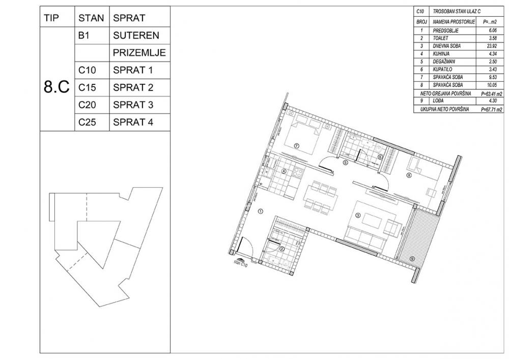 Slika 5 - Generala Đoke Popovića, Trosoban stan na prodaju, 68m2, 175.368€
