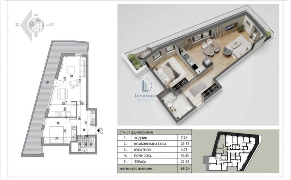 Glavna slika -Jednoiposoban stan na prodaju, 69m2, 180.900€