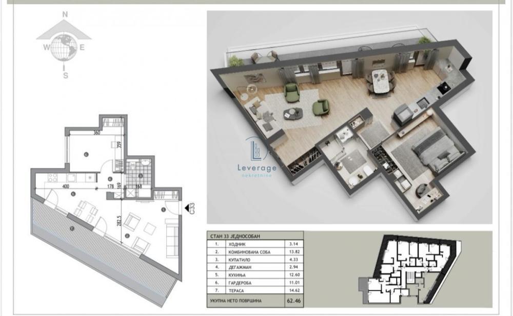 Glavna slika -Dvoiposoban stan na prodaju, 62m2, 164.700€