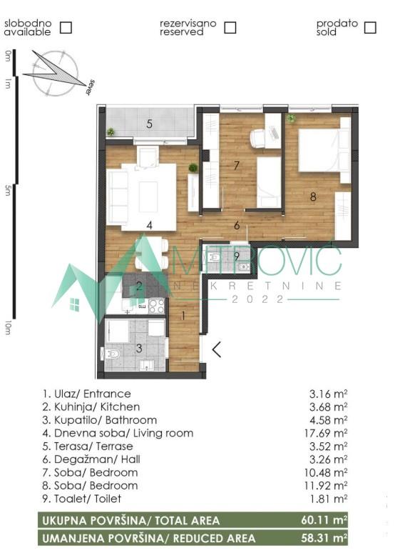 Glavna slika -Trosoban stan na prodaju, 58m2, 158.560€