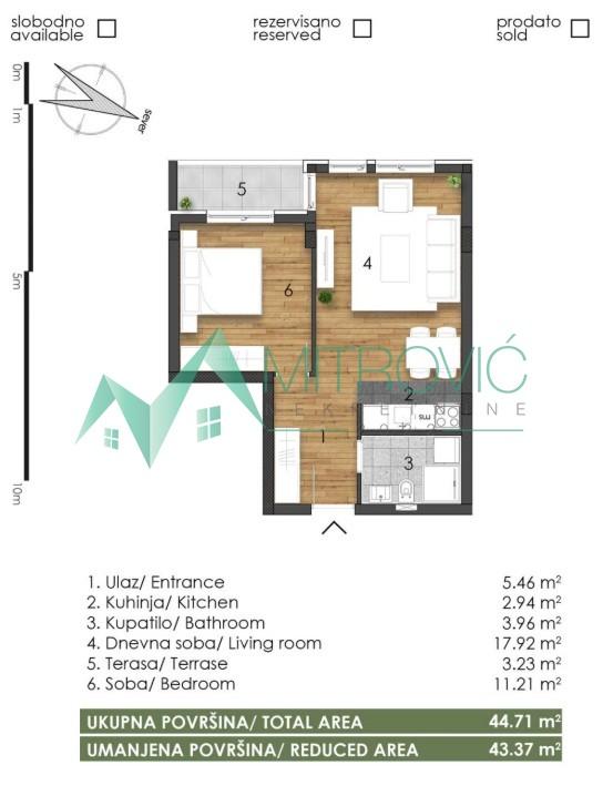 Glavna slika -Dvosoban stan na prodaju, 43m2, 117.930€