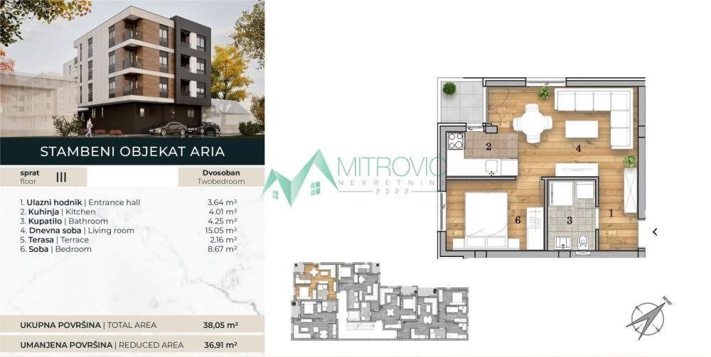 Glavna slika -Dvosoban stan na prodaju, 37m2, 112.016€