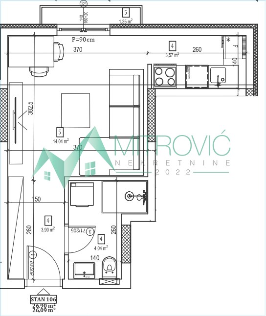 Slika 1 -  Stan na prodaju, 26m2, 82.770€