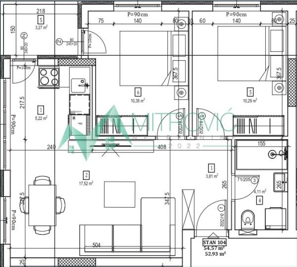Slika 1 - Dvoiposoban stan na prodaju, 53m2, 149.920€