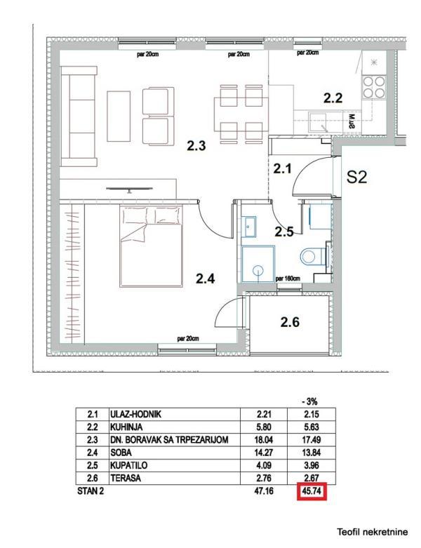Glavna slika -Put za Ovču, Dvosoban stan na prodaju, 46m2, 97.000€