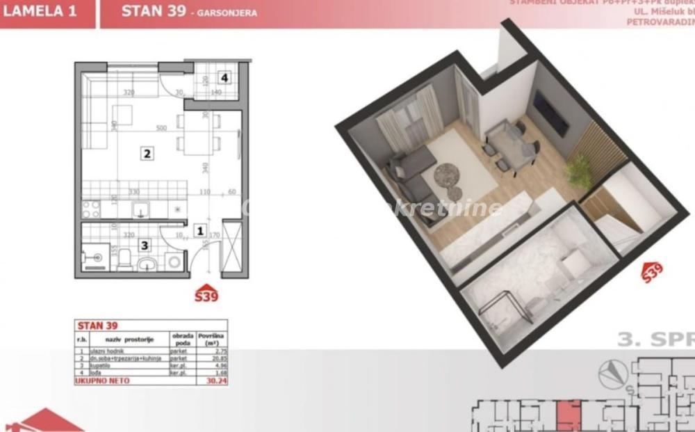 Glavna slika -Jednosoban stan na prodaju, 30m2, 69.000€