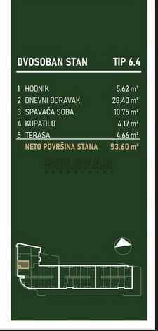 Slika 2 - Palilulska, Dvosoban stan na prodaju, 53m2, 115.619€