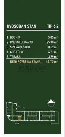 Slika 1 - Palilulska, Dvosoban stan na prodaju, 49m2, 107.312€