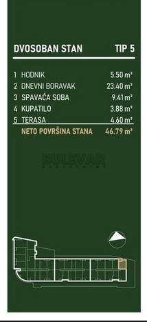 Slika 2 - Palilulska, Dvosoban stan na prodaju, 46m2, 101.888€