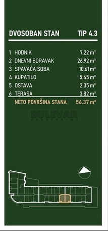 Slika 2 - Palilulska, Dvosoban stan na prodaju, 56m2, 121.454€
