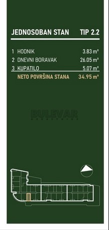 Slika 6 - Palilulska, Jednosoban stan na prodaju, 34m2, 80.654€